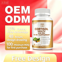 Capsules végétaliennes Équilibre Cortisol Ashwagandha Magnésium Glycinate L-Théanine Mélange Herbal Apaisant Anti-Stress Adulte Supplément OEM