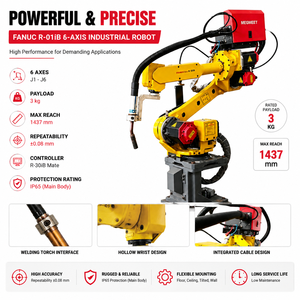 <span class=keywords><strong>Robot</strong></span> de <span class=keywords><strong>Soldadura</strong></span> FANUC de <span class=keywords><strong>Segunda</strong></span> <span class=keywords><strong>Mano</strong></span>, 6 Ejes, Alcance de 1437 mm, Repetibilidad de 0,08 mm, Soldador de Arco MIG TIG Reacondicionado para Estructuras de Acero - Product Image 3