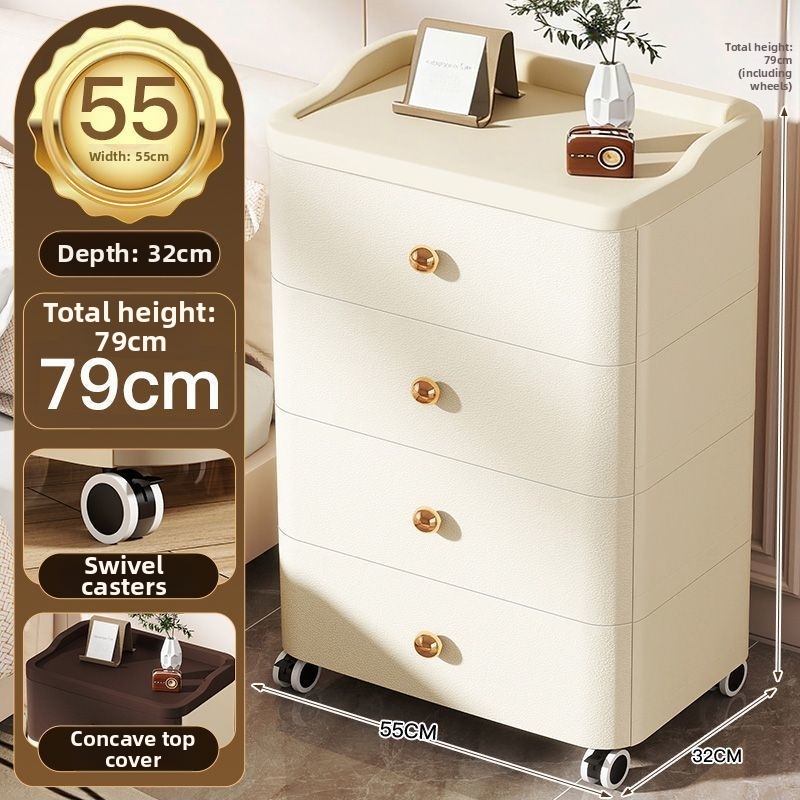55-sided wide drawer cabinet 4 layers-milk white