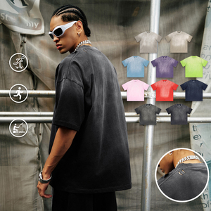 เสื้อยืดโอเวอร์ไซส์ทรงหลวม ย้อมสีแบบ Heavyweight น้ำหนัก 250 กรัม ผ่านกระบวนการ Acid Wash คุณภาพสูง สีพื้น ผู้ชาย สไตล์ซันเฟด - Product Image 3