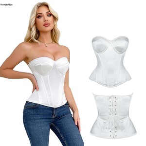 Corsetto da Sposa <span class=keywords><strong>Bianco</strong></span> Traspirante con Coppe Imbottite e Zip, Senza Spalline, Effetto Push-Up, Taglie Forti - Product Image 1
