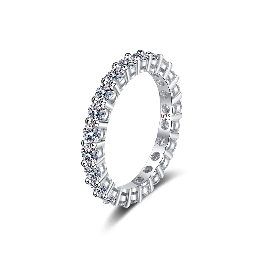Venta al por mayor diseño simple Zirconia cúbica joyería delicada Plata de Ley 925 compromiso anillos de lujo para las mujeres