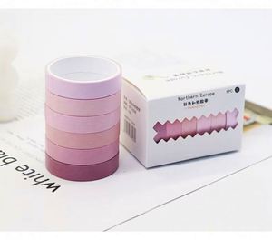 Students Hand Account Self-Adhesive Rainbow Candy-Colored Tape 6 <b>Rolls</b>/<b>Box</b> for Decoration DIY Diary Office School Stationery - Product Image 5