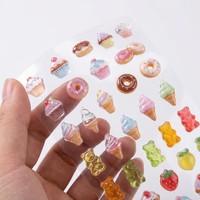 Autocollants Adhésifs Personnalisés en PVC Cristal Écologique Imperméables, Mignons, en Résine Époxy 3D pour Décoration de Journal DIY de Fêtes