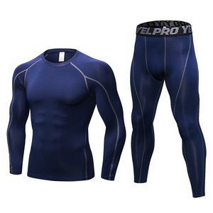 2 pezzi set di compressione manica lunga stretta ad alta elasticità palestra basket calcio allenamento Fitness Baselayer - Product Image 4