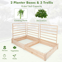 Bac à légumes surélevé carré en bois avec 3 treillis pour plantes grimpantes, légumes et herbes - Kit de jardinière écologique et durable