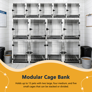Petsproofing Top Quality Commercial Professional <b>Stacking</b> Pet Cage Stainless Steel Dog Kennel for Grooming Salon with Tray - Product Image 2