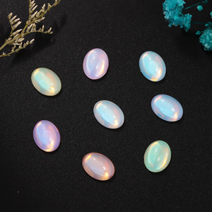 คริสตัลแก้วรูปวงรีหลังแบน สีรุ้ง สำหรับตกแต่งเล็บ งาน DIY อุปกรณ์ตกแต่งเครื่องประดับ ขนาด 10 มม. วิบวับ - Product Image 2