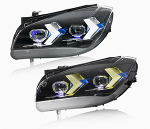 Conjunto de Faros Delanteros para <span class=keywords><strong>BMW</strong></span> <span class=keywords><strong>X1</strong></span> E84 2010-2015, Estilo Flecha, LED <span class=keywords><strong>Blanco</strong></span> y Amarillo, Luz Diurna Conmutable - Product Image 2