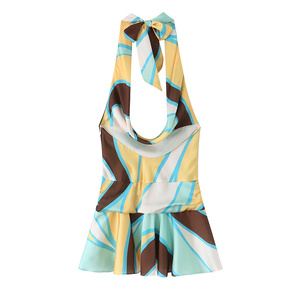 TAOP&ZA Elegante e Sexy Nuovo <span class=keywords><strong>Abito</strong></span> Mini Estivo 2026 da Donna con Stampa, Pieghe Stratificate e Scollo all'Americana Senza Maniche 2858339 - Product Image 2