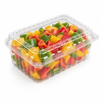 Transparante wegwerp PET-scharnierdoosjes in diverse maten voor de opslag van vers fruit & groenten van voedingskwaliteit