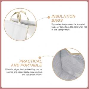 Sac isotherme pour gâteau blanc, doublure en aluminium, écologique, réutilisable, vente en gros en Chine, sac isotherme pour déjeuner - Product Image 3