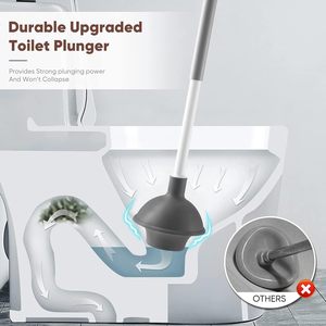 Ensemble de déboucheur de toilettes et brosse WC avec support pour le nettoyage des toilettes et des brosses de salle de bain - Product Image 2