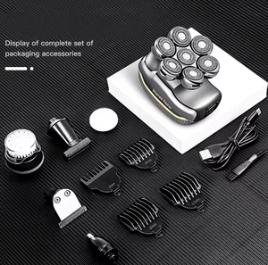 Rasoirs multifonctionnels 7D pour hommes chauves, rasoir électrique rechargeable USB 6 en 1 sans fil pour hommes, <span class=keywords><strong>tondeuse</strong></span> à <span class=keywords><strong>barbe</strong></span>, <span class=keywords><strong>nez</strong></span> et corps - Product Image 4