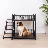 Lit pour chien YOULITE de luxe en tubes carrés en fer massif brun, respirant et écologique, avec escalier pour petits animaux, toutes saisons