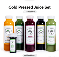Bouteille de jus pressé à froid 12 oz avec étiquette personnalisée OEM, vente en gros d'usine, bouteille de smoothie en plastique transparent avec bouchon blanc