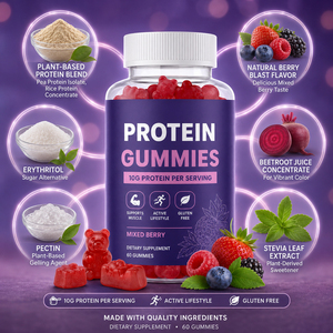 Whey Protein <b>Gummy</b> <b>Candy</b> Mixed Berry Flavour High Protein 10-19g Per Serving No Sugar Soy Free Vegetarian Adult GMO Free Energy - Product Image 2