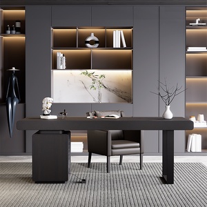 Scrivania in Legno Massello Stile Italiano con Spazio di Archiviazione, <span class=keywords><strong>Tavolo</strong></span> <span class=keywords><strong>da</strong></span> Ufficio Moderno di Lusso per Piccoli Appartamenti e Soggiorni - Product Image 2