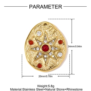 SH82 Pendentifs Bohème Océan Nature en Acier Inoxydable Plaqué Or avec Rayons de Soleil, Tortues et Raies, Ornés de Zircons Cubiques et d'Émail - Product Image 6