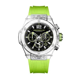 2022 New Fashion Low MOQ Waterproof Plastic Case Chronograph Quartz Watches Men