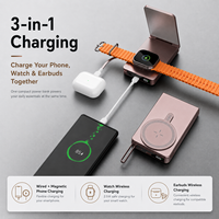 Cargador Portátil Inalámbrico Plegable de 10000 mAh, 15 W, Cargador Magnético, Carga Rápida de 22.5 W, Cable Tipo C Integrado