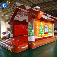 Château gonflable commercial en forme de maison de pain d'épices pour enfants, idéal pour les fêtes de Noël, les centres commerciaux et les événements de location.
