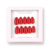 30 pièces de faux ongles à presser en gel souple, vente en gros, pour filles, couleur rouge unie, réutilisables, logo OEM