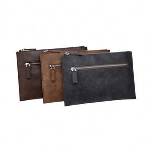 Bolso de Mano Tipo Clutch de Cuero Genuino Antirrobo Vintage para Hombre, con Cierre de Combinación, Bolso de Mano Casual Delgado para Hombre - Product Image 4