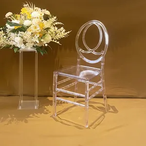 쌓을 수있는 호텔 이벤트 플라스틱 의자 크리스탈 아크릴 투명 웨딩 의자 수지 Chiavari 의자