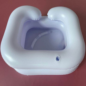PVC Inflatable Shampoo Basin For Elderly Double Layer Foot Bath Hospital Bed Use White - Product Image 1