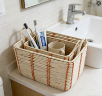 Panier de rangement rectangulaire moderne en corde de papier tressé à la main, multi-usages, avec poignées, écologique, de haute qualité, personnalisable