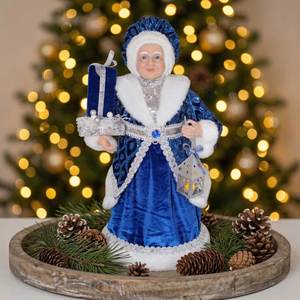Figura Navideña Azul <span class=keywords><strong>Snegurochka</strong></span>, Santa Claus con Vela y Linterna, Decoración Navideña para Mesa/Chimenea - Product Image 4