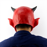 Masque de démon d'Halloween avec cornes, masque d'horreur intégral effrayant pour fête d'Halloween, accessoires de costume de cosplay, masque en latex rouge du diable