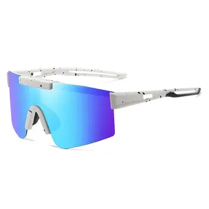 Kacamata Hitam Olahraga, Kacamata Olahraga Tahan Angin Luar Ruangan, Perlindungan UV Berlari, Memancing Sepeda Motor, Lensa Satu Bagian Berkendara
