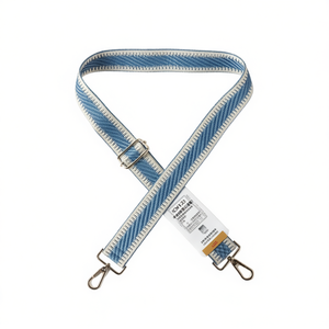 Cinghia in tessuto da 4 cm per borsa, stile denim blu con ganci e fibbia in metallo - Product Image 1