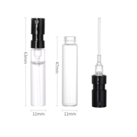 Mini Botella de Perfume de 1ml, 1.5ml, 2ml, 2.5ml, con Cuello Prensado, Atomizador de Prueba, Diseño Cilíndrico Transparente, Recargable y a Prueba de Fugas