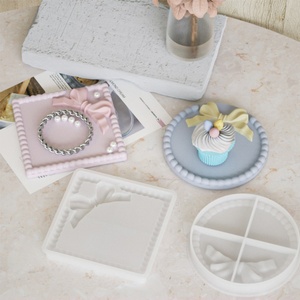 Wholesale Cup Tray Resin Molds Silicone coaster Molds Round <b>square</b> Bowknot Butterfly Knot Mould - Product Image 1