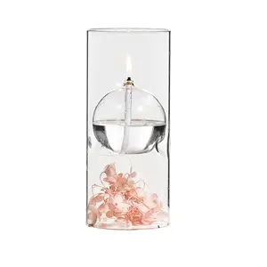 Bougeoir de lampe à huile de cylindre en verre Transparent soufflé à la main pour la décoration de vacances de fête de mariage