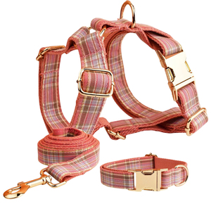 Collier pour chien en polyester à carreaux colorés classiques, laisse pour chien, harnais pour chien avec boucle en métal, accessoires pour animaux de compagnie de luxe très vendus PUPE - Product Image 6