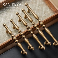 Poignées de meubles Santaya en laiton brossé antique, poignées de tiroir pour armoire de cuisine, boutons de tiroir pour chambre à coucher, poignée en bronze