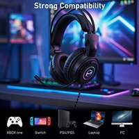 Headset Gaming Dinamis Berkabel USB 3.5mm dengan Mikrofon Peredam Kebisingan, Lampu RGB, Kontrol Volume Stereo untuk PC PS4 PS5 Xbox