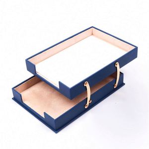 Double Leather <b>Document</b> Tray Desk Organizer and Office Accessories <b>File</b> Trays Office Supplies Organizer - Product Image 1