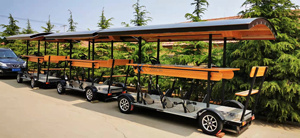 Vélo-bar électrique mobile pour 8 passagers, remorque de fête à pédales en fibre de verre pour attractions en bord de mer ou parcs d'attractions - Product Image 2