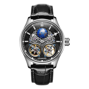 HANBORO Star serie orologio di moda uomo di lusso completamente automatico meccanico vuoto impermeabile notte quadrante 22mm banda di vetro - Product Image 5
