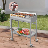 Barbecue extérieur avec réglage de la hauteur, en acier inoxydable, moteur sans fil, grill de style chypriote