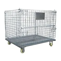 Conteneur en treillis métallique pliable, durable, avec revêtement en poudre, pour équipement électronique, cage de stockage verrouillable pour l'industrie mécanique