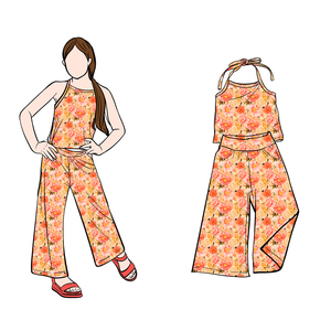 Conjunto de Pantalones y Top con Tirantes Ajustables B7 para Niñas, Color Sólido, Cómodo y Transpirable, Ropa de Bebé de Algodón - Product Image 4