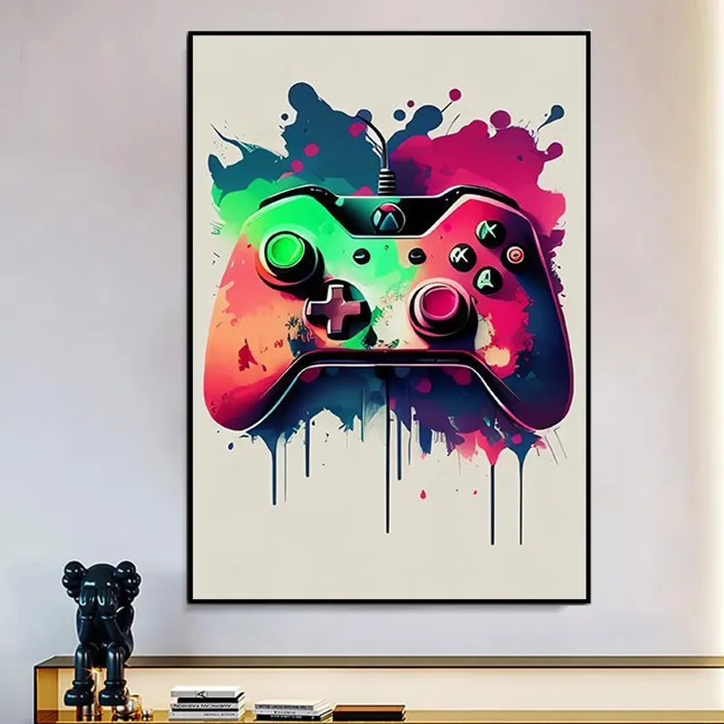 Красочный панк-геймерский контроллер классный игровой холст постер и печать настенная живопись современная картина для домашнего декора поп-арт