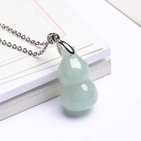 Pendentif Gourde en Jadeite Naturelle du Myanmar Grade A, Véritable Jade Birman Glacé, Collier Calabash, Talisman de Richesse avec Certificat