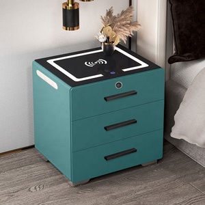 <span class=keywords><strong>Table</strong></span> <span class=keywords><strong>de</strong></span> <span class=keywords><strong>chevet</strong></span> LED grise moderne avec serrure à empreintes digitales <span class=keywords><strong>Table</strong></span> <span class=keywords><strong>de</strong></span> <span class=keywords><strong>chevet</strong></span> intelligente en bois massif Chargement sans fil pour chambre ou appartement - Product Image 5